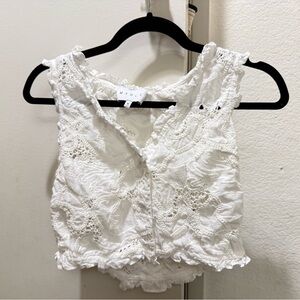Mable white crochet button down crop top medium